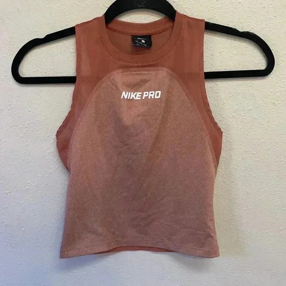 NIKE Pro Women’s Crop Tank Top w/ Sheer Back - Picture 1 of 7